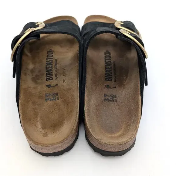 Birkenstock Arizona Big Buckle Nubuck Sandals Unisex Black Size USW6/M4 EU37 - Picture 11 of 12